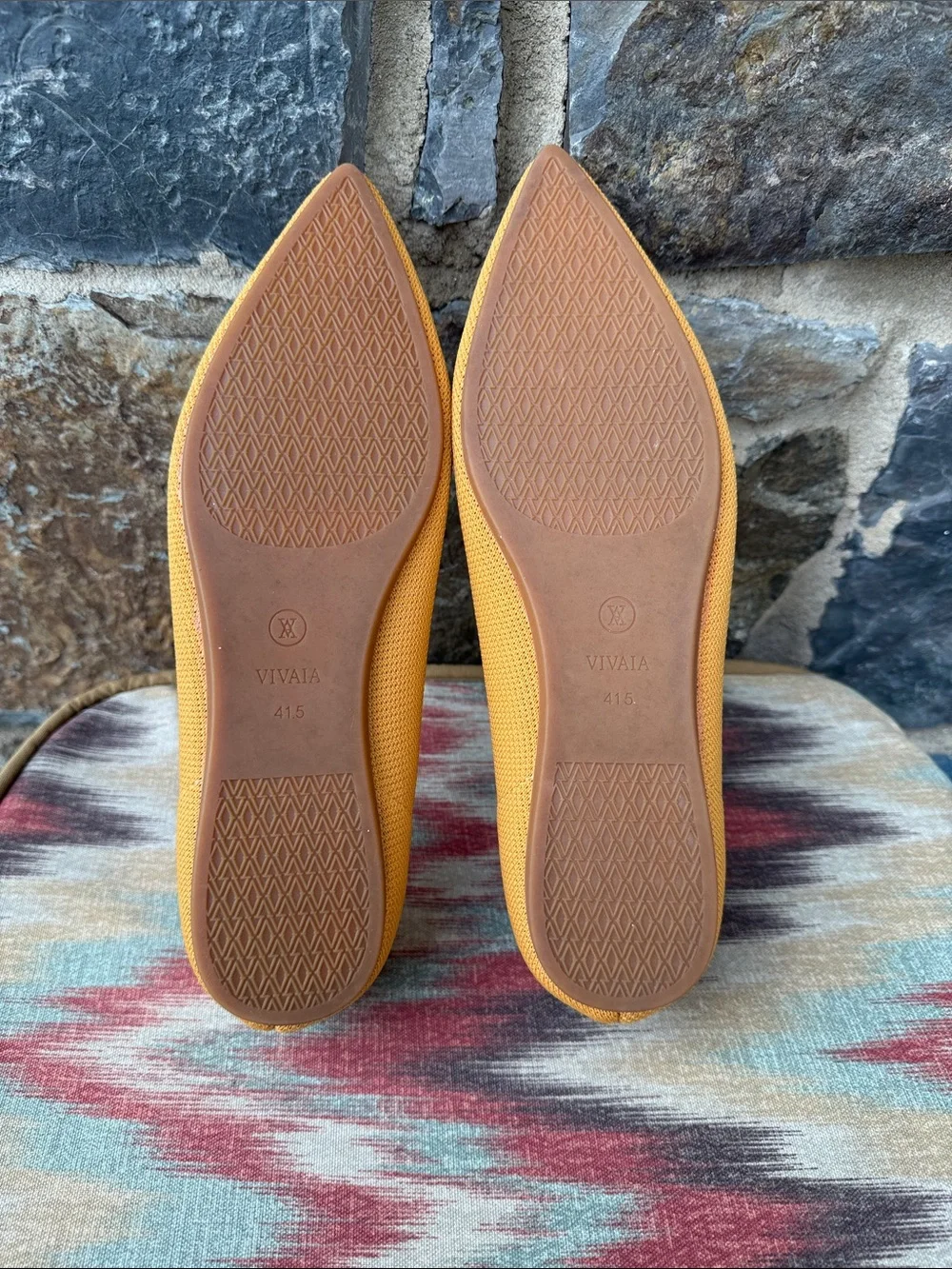 Vivaia Women's 'Aria 5' Pointed-Toe Knit Flats in Mustard Yellow Size 41.5